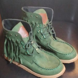 Fringe Booties Green